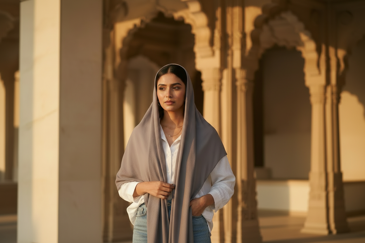 Cloud Ash — Malaysian Georgette Scarf