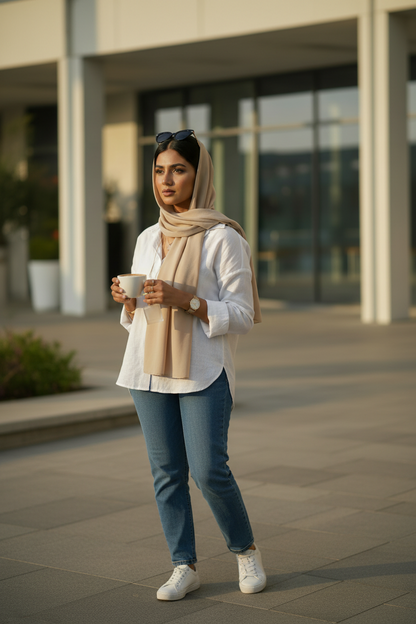 Vanilla Cream — Malaysian Georgette Scarf