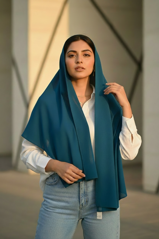 Sapphire Teal — Malaysian Georgette Scarf