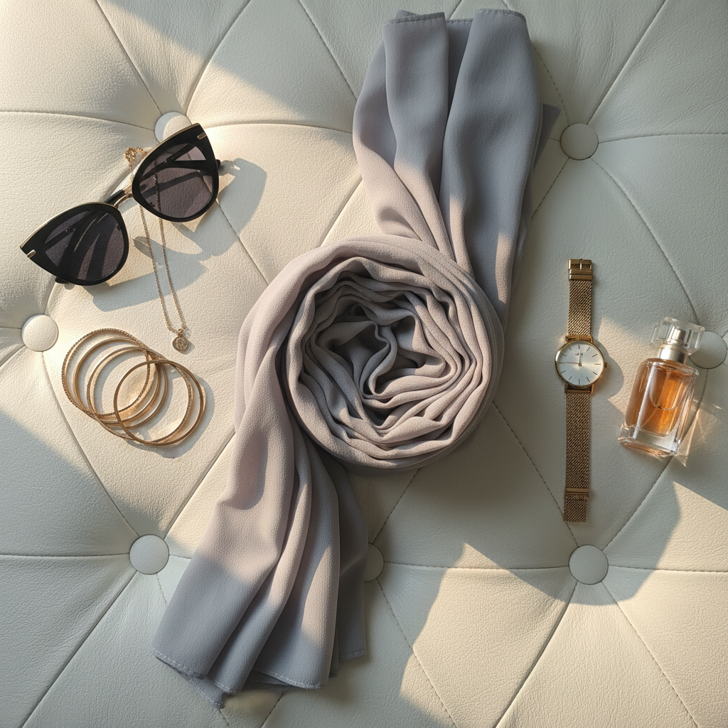 Silver Mist — Malaysian Georgette Scarf