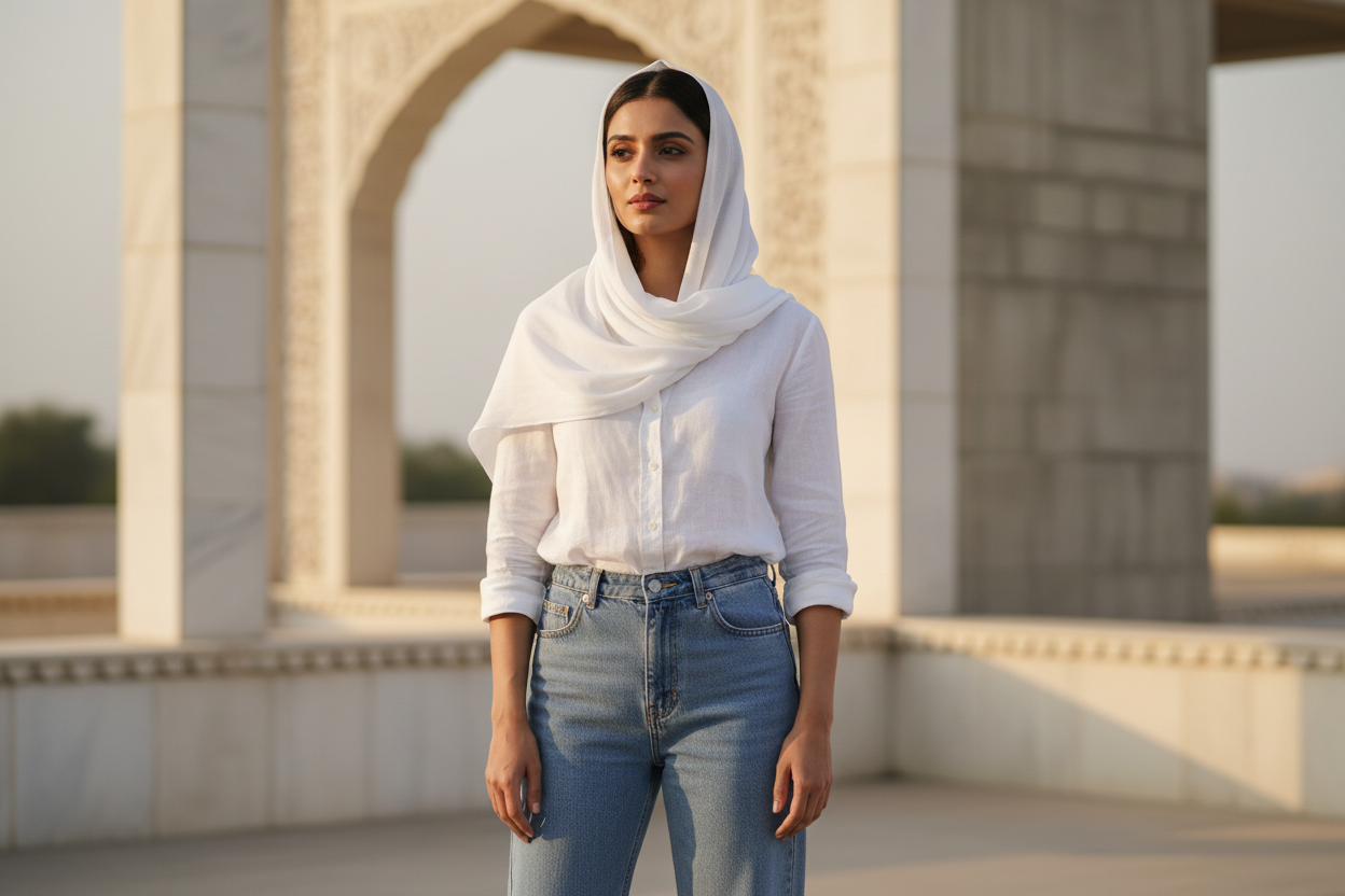 Snow Veil — Malaysian Georgette Scarf