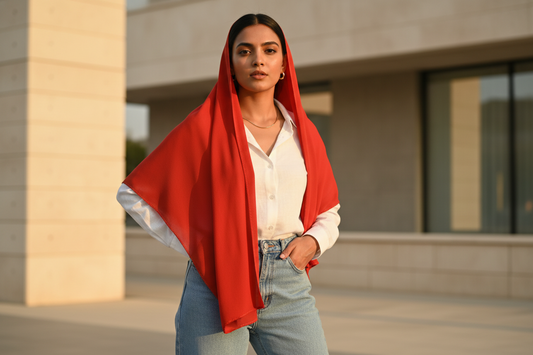 Burnt Terracotta — Malaysian Georgette Scarf