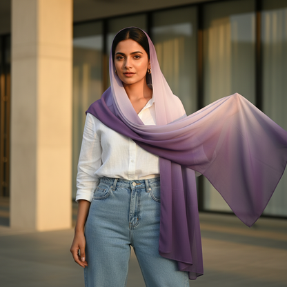 Violet Mist — HIBA Ombre Georgette Scarf