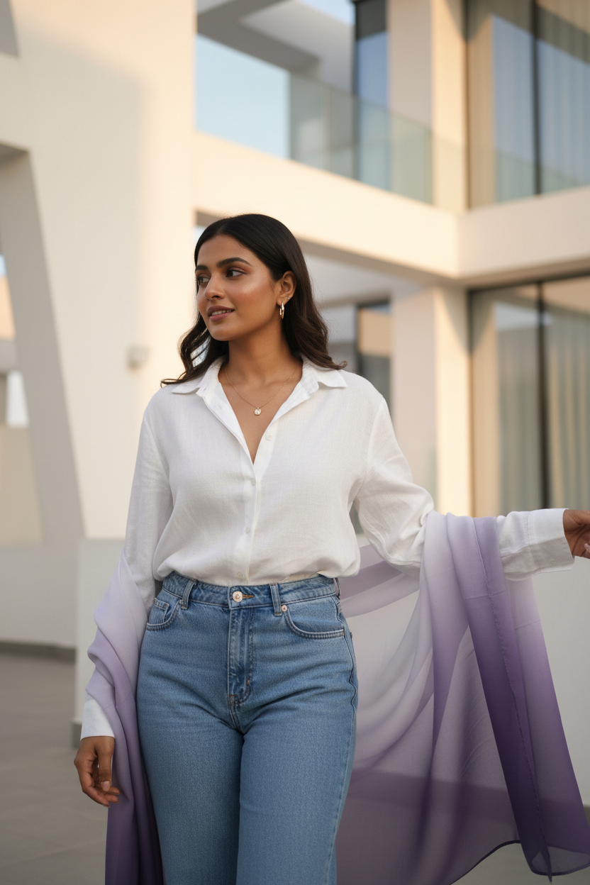 Violet Mist — HIBA Ombre Georgette Scarf