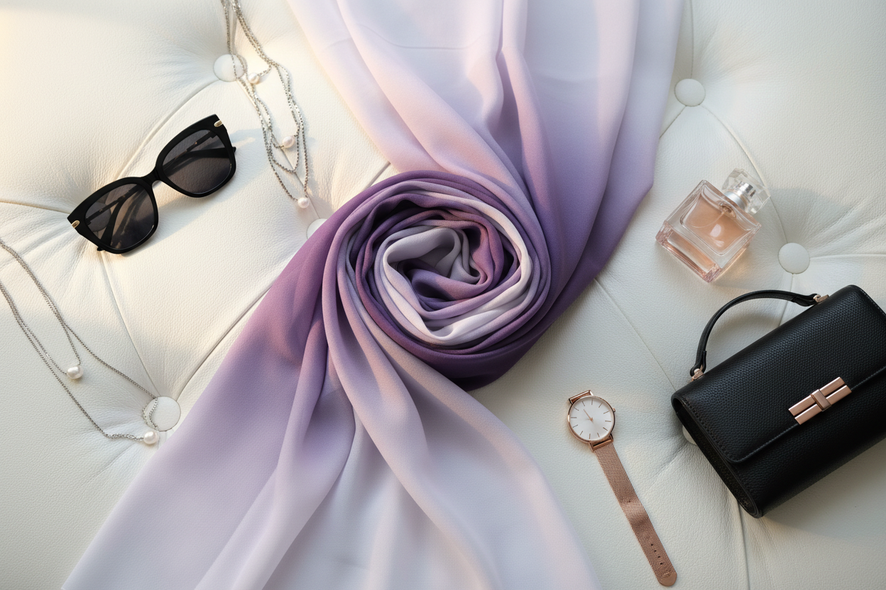 Violet Mist — HIBA Ombre Georgette Scarf