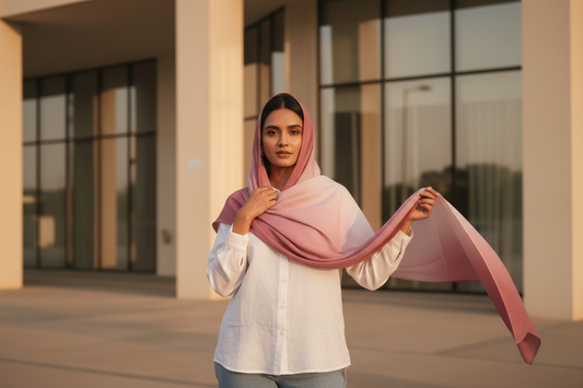 Mauve Horizon — HIBA Ombre Georgette Scarf