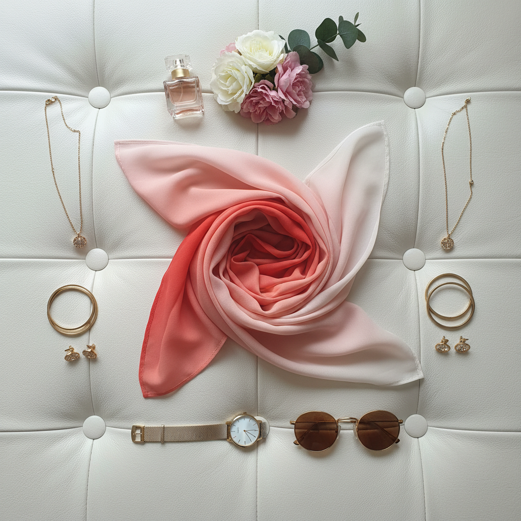 Sunset Blush — HIBA Ombre Georgette Scarf