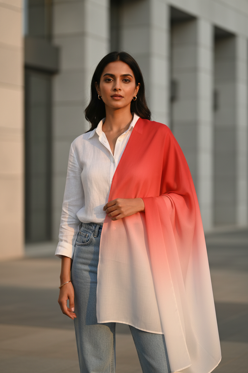 Sunset Blush — HIBA Ombre Georgette Scarf