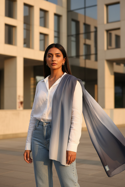 Smoke Horizon — HIBA Ombre Georgette Scarf