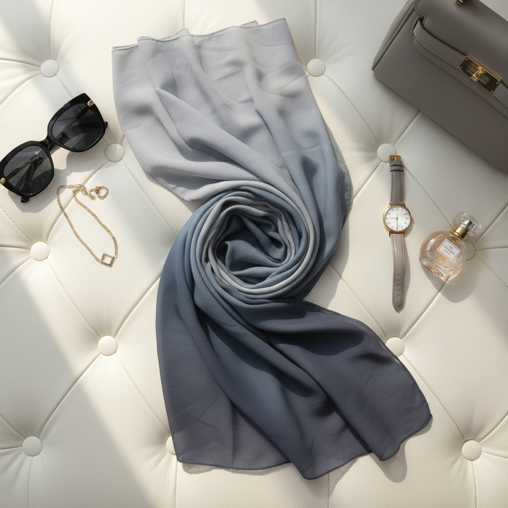 Smoke Horizon — HIBA Ombre Georgette Scarf