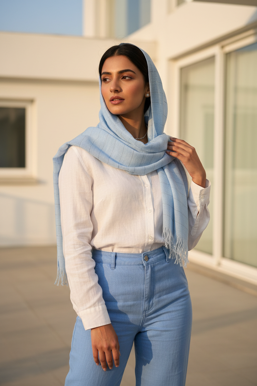 Serene Sky — Cotton Scarf