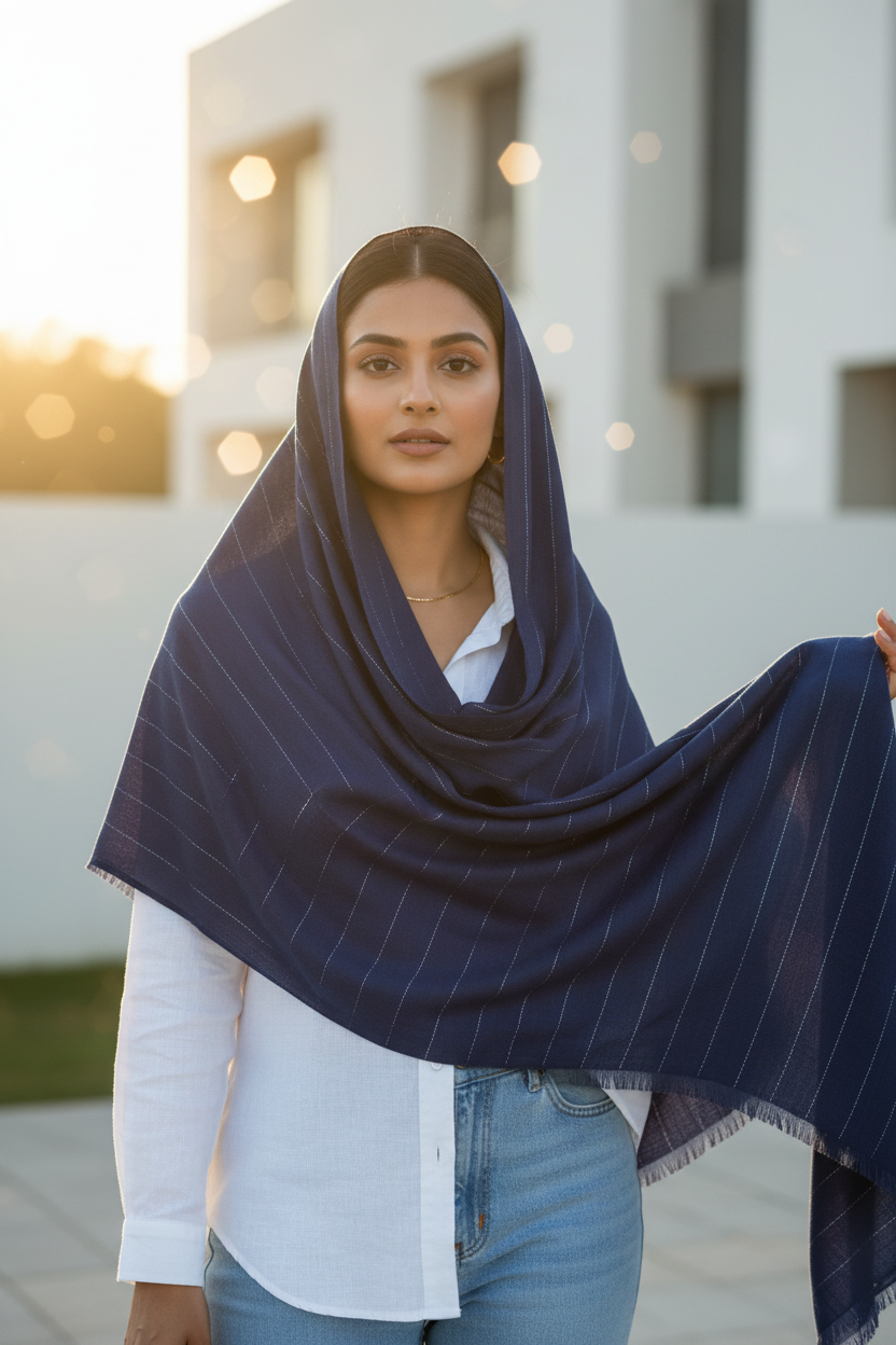 Midnight Sapphire — Cotton Scarf