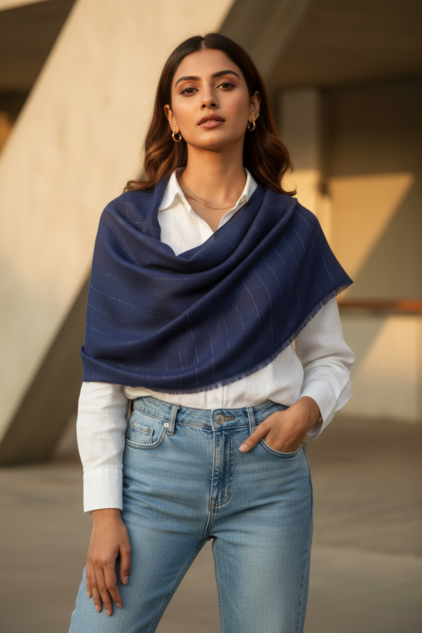 Midnight Sapphire — Cotton Scarf