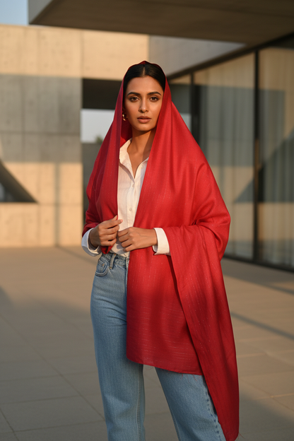 Crimson Aura — Cotton Scarf
