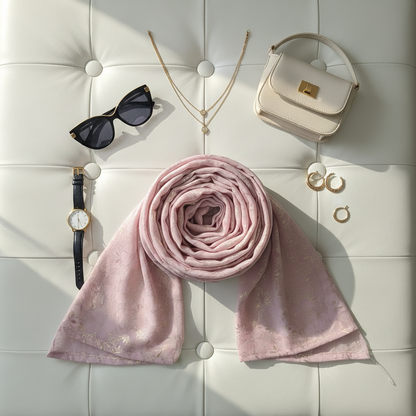 Mauve Serenity — Chiffon Shimmer Print Scarf
