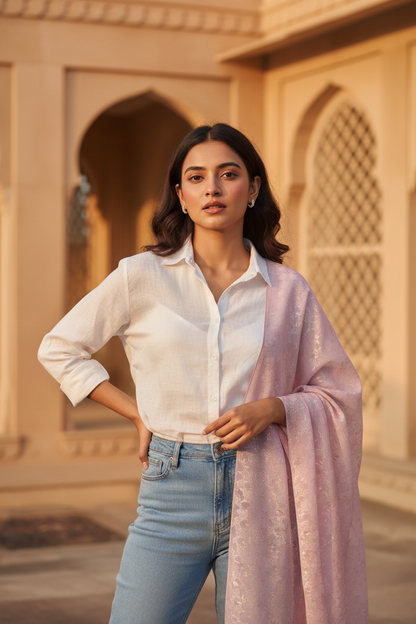 Mauve Serenity — Chiffon Shimmer Print Scarf