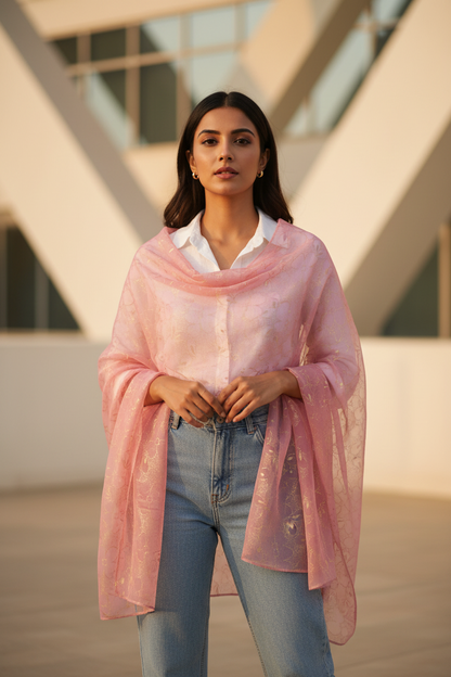 Pink Serenity — Chiffon Shimmer Print Scarf