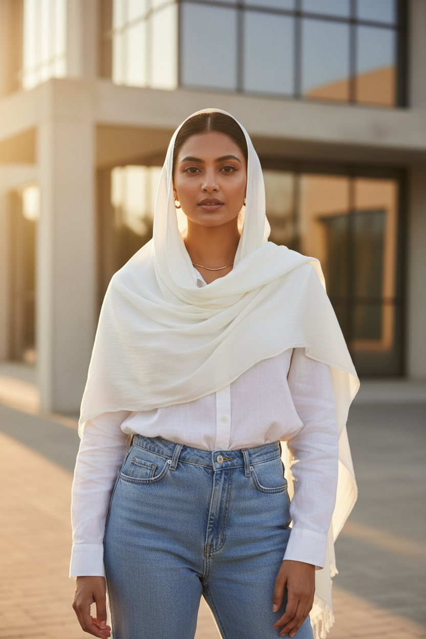 Ivory Whisper — Chiffon Scarf