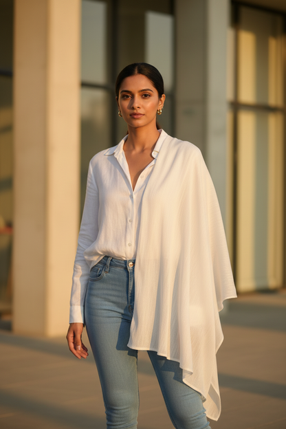 Ivory Whisper — Chiffon Scarf