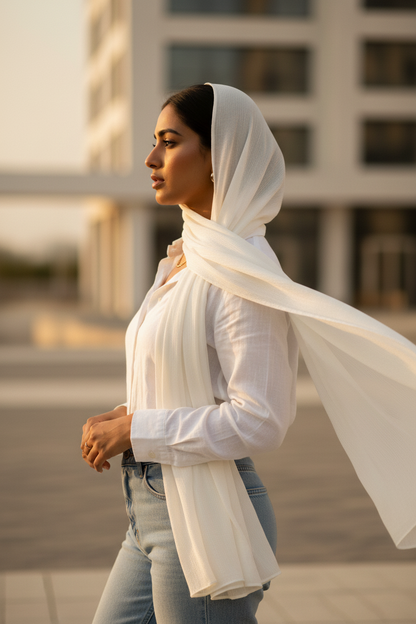 Ivory Whisper — Chiffon Scarf