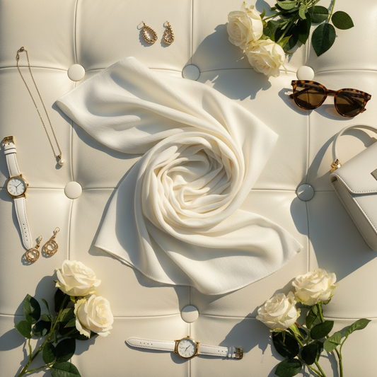 Ivory Whisper — Chiffon Scarf