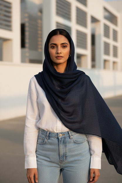 Navy Mist — Chiffon Scarf