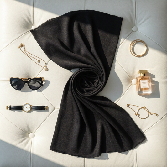 Navy Mist — Chiffon Scarf