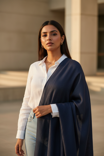 Navy Mist — Chiffon Scarf