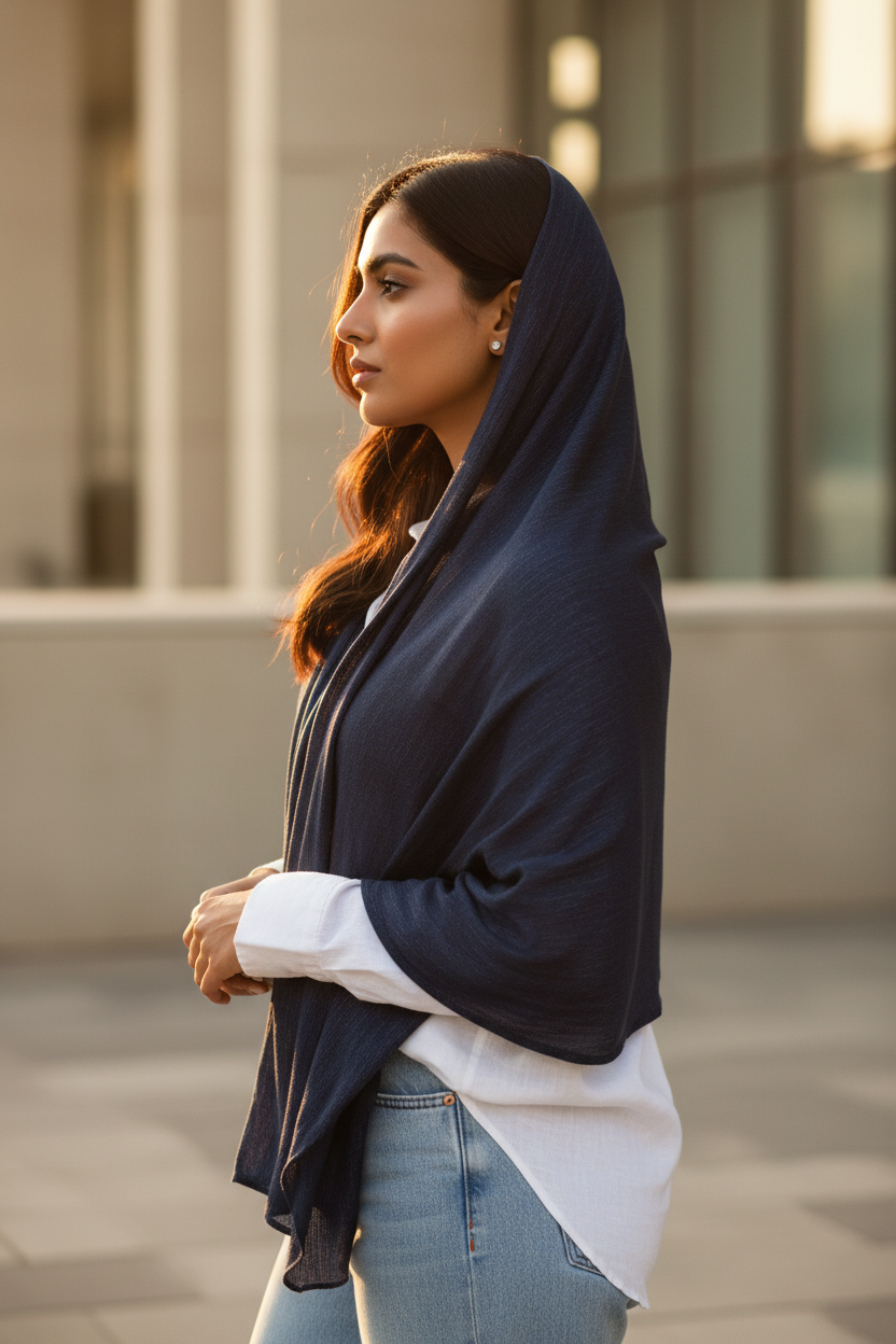 Navy Mist — Chiffon Scarf