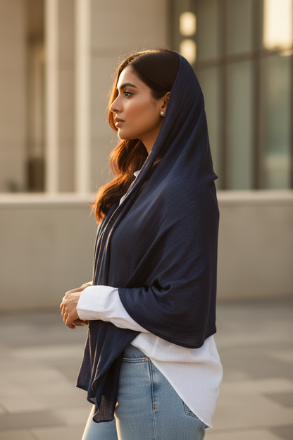 Navy Mist — Chiffon Scarf