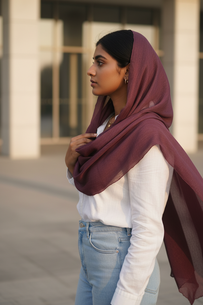 Mauve Bloom — Chiffon Scarf