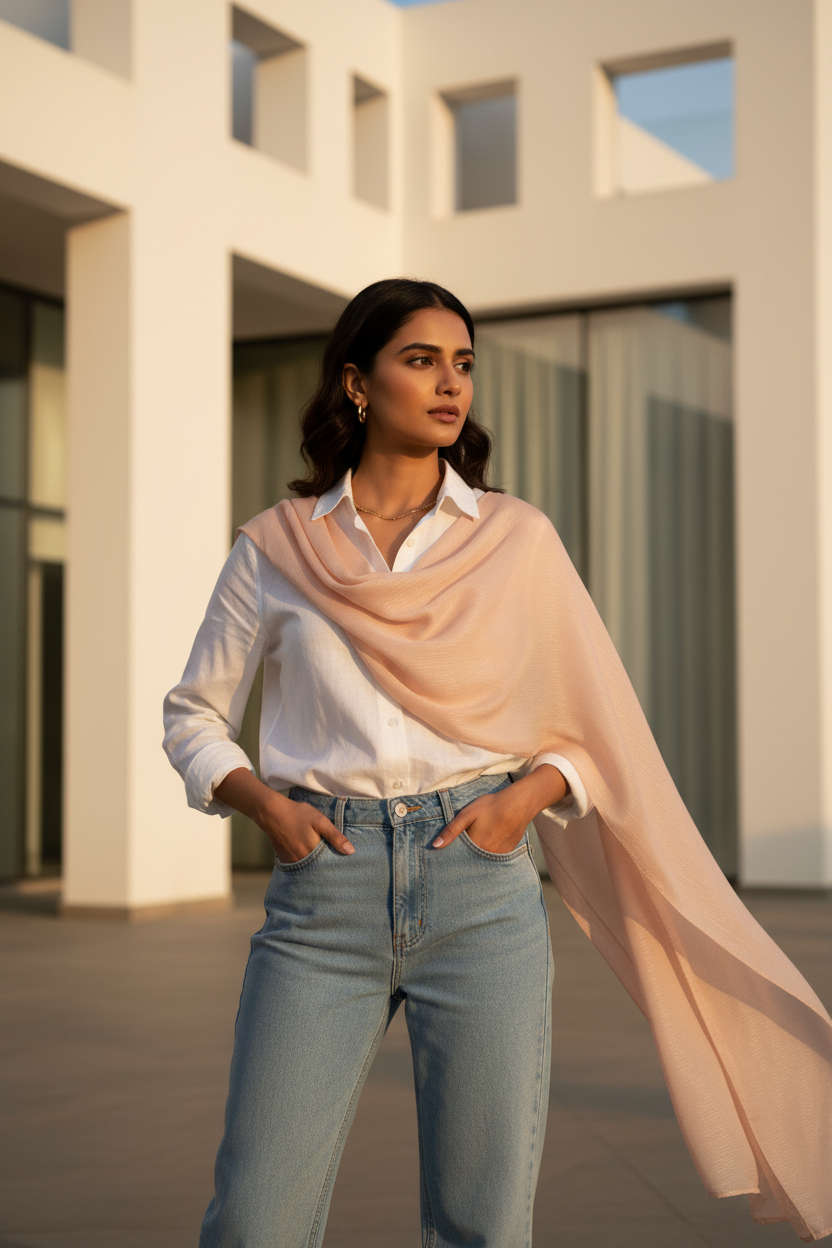 Peach Glow — Chiffon Scarf