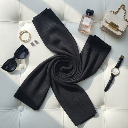 Noir Whisper — Chiffon Scarf
