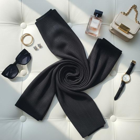 Noir Whisper — Chiffon Scarf