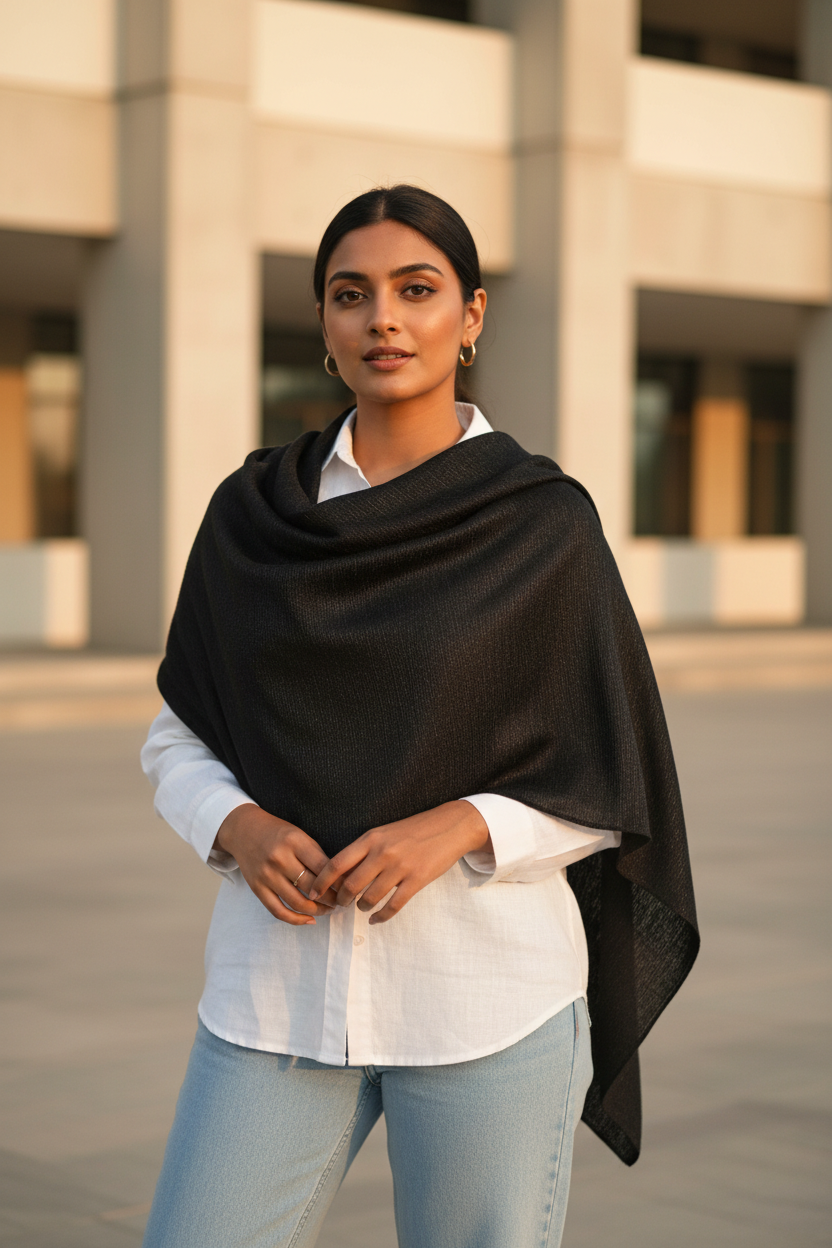 Noir Whisper — Chiffon Scarf