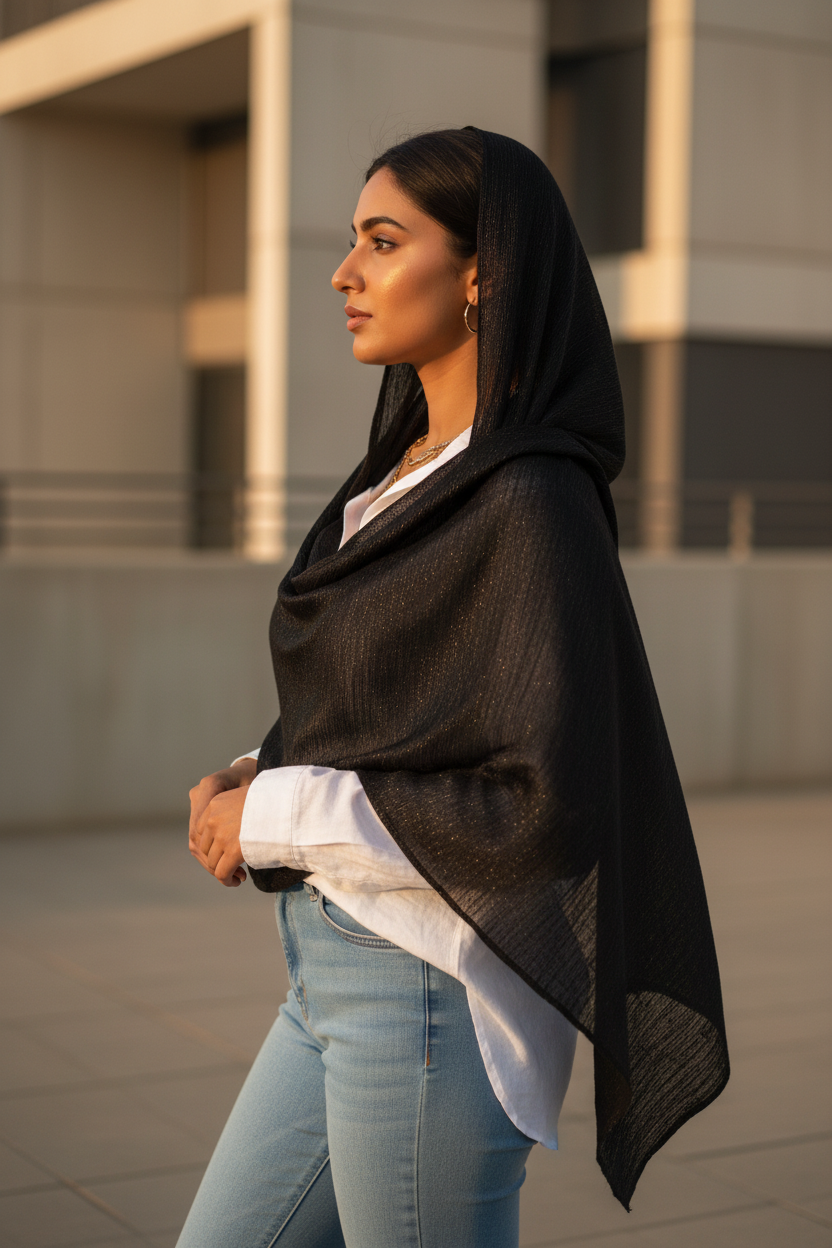 Noir Whisper — Chiffon Scarf