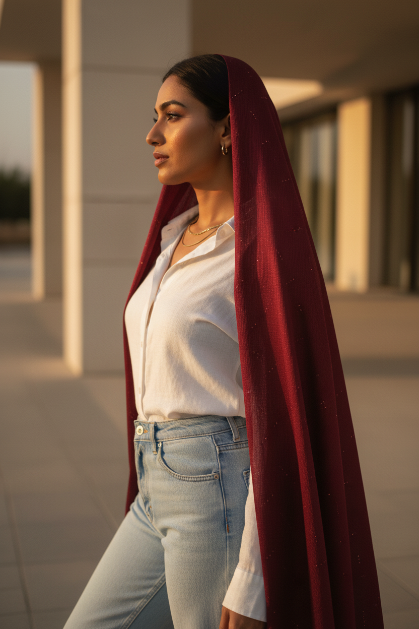 Ruby Shimmer — Chiffon Scarf