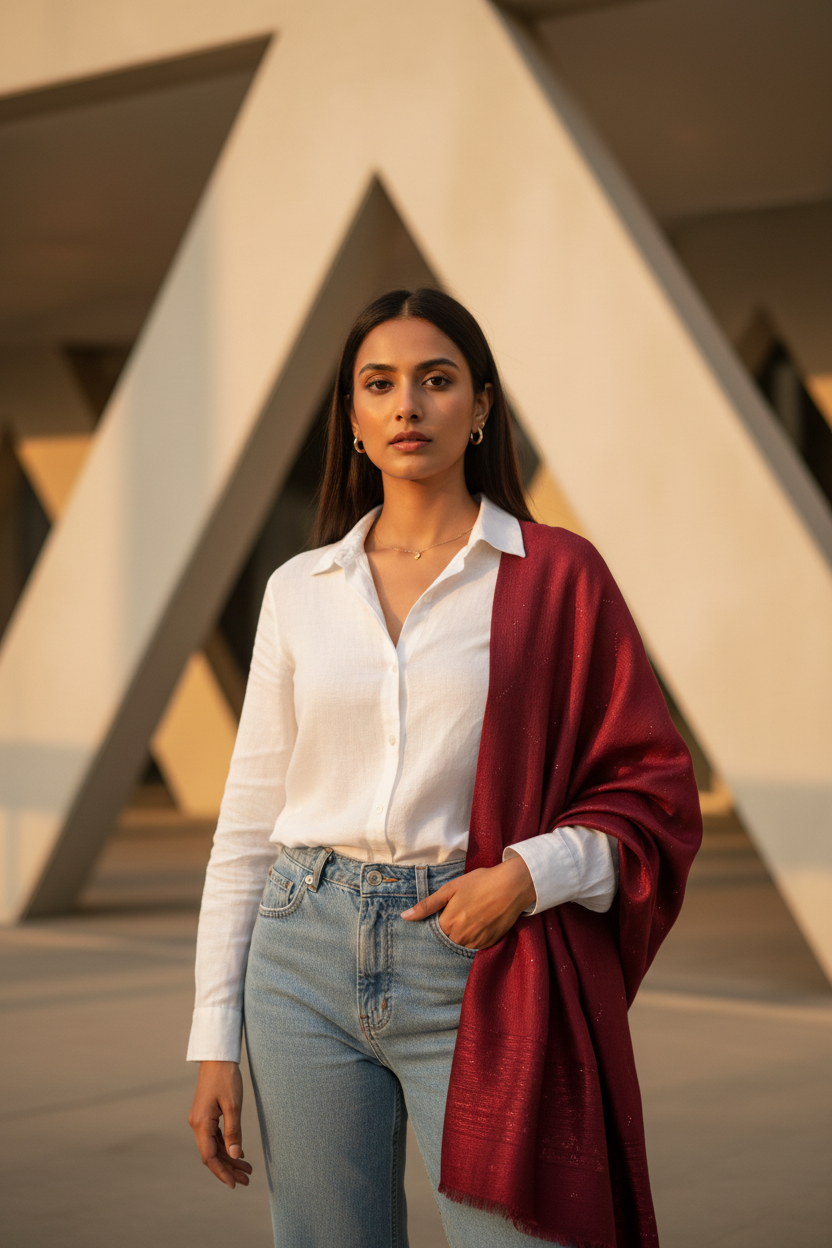 Ruby Shimmer — Chiffon Scarf