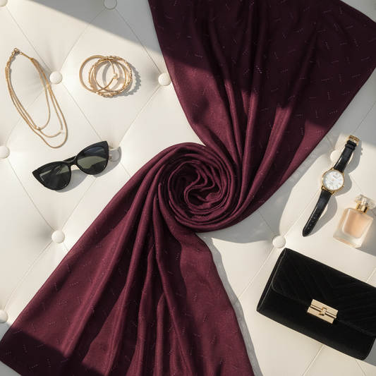 Plum Shimmer — Chiffon Scarf