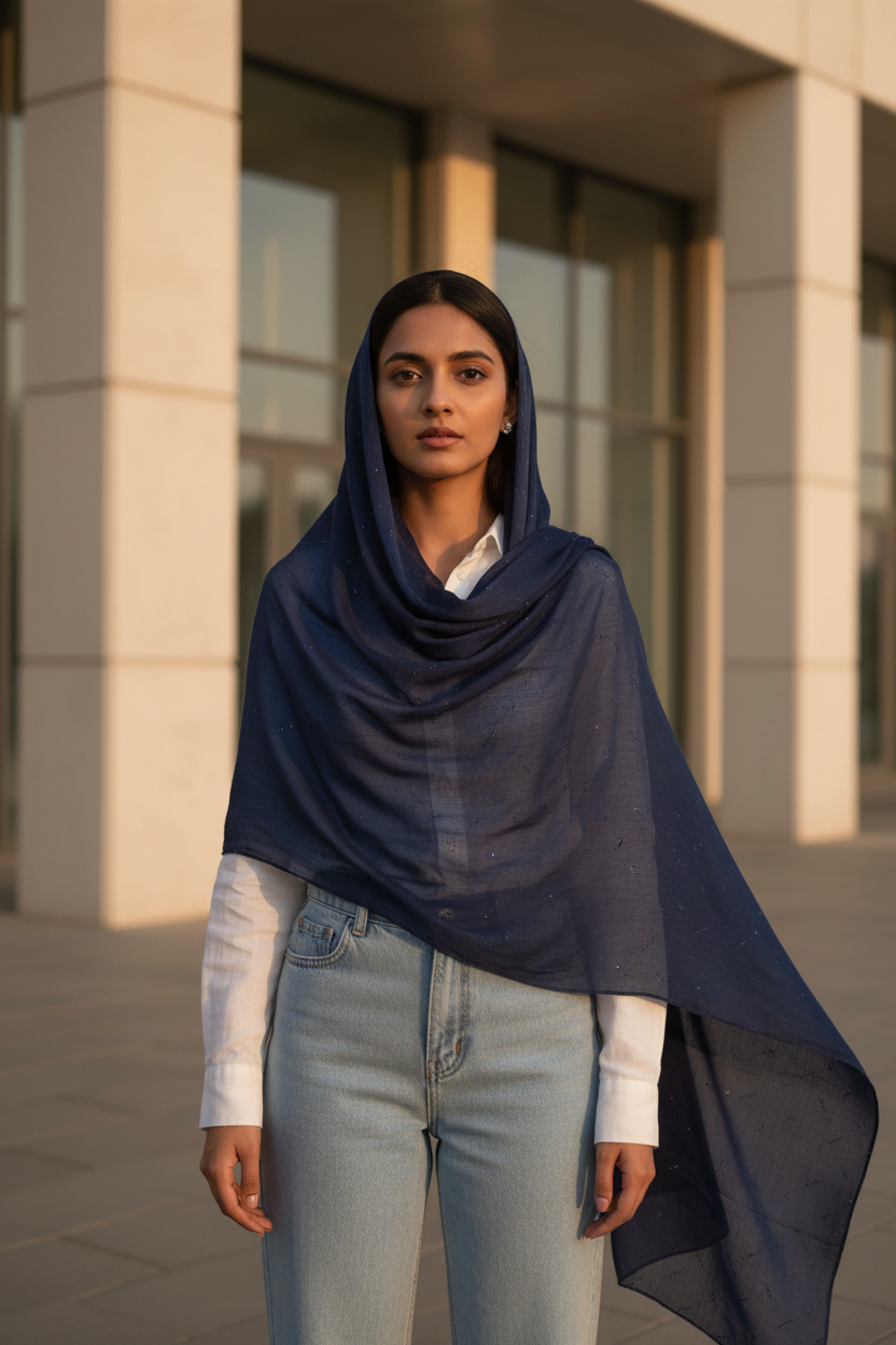 Midnight Shimmer — Chiffon Scarf