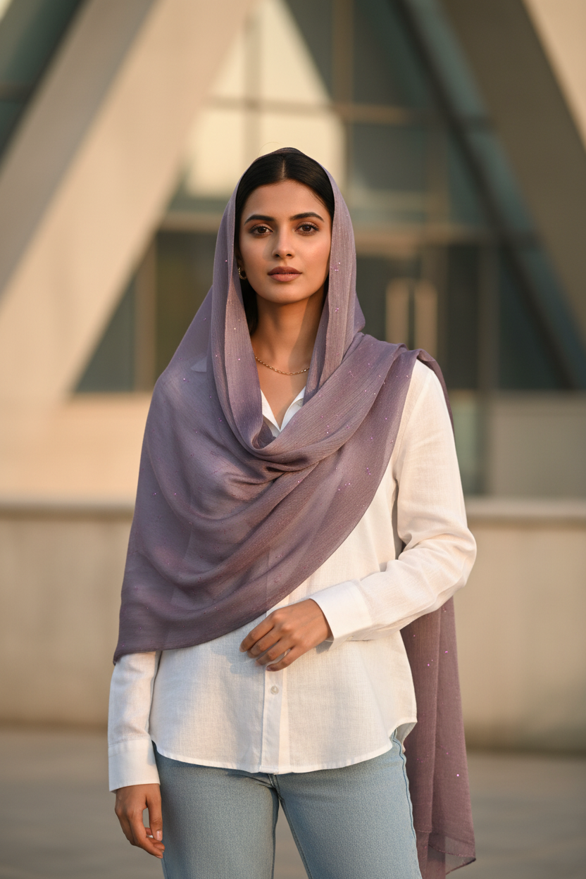 Lilac Shimmer — Chiffon Scarf