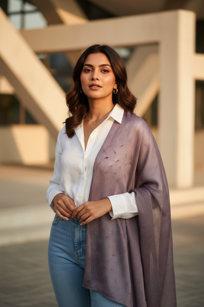 Lilac Shimmer — Chiffon Scarf