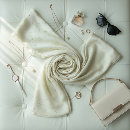Ivory Shimmer— Chiffon Scarf