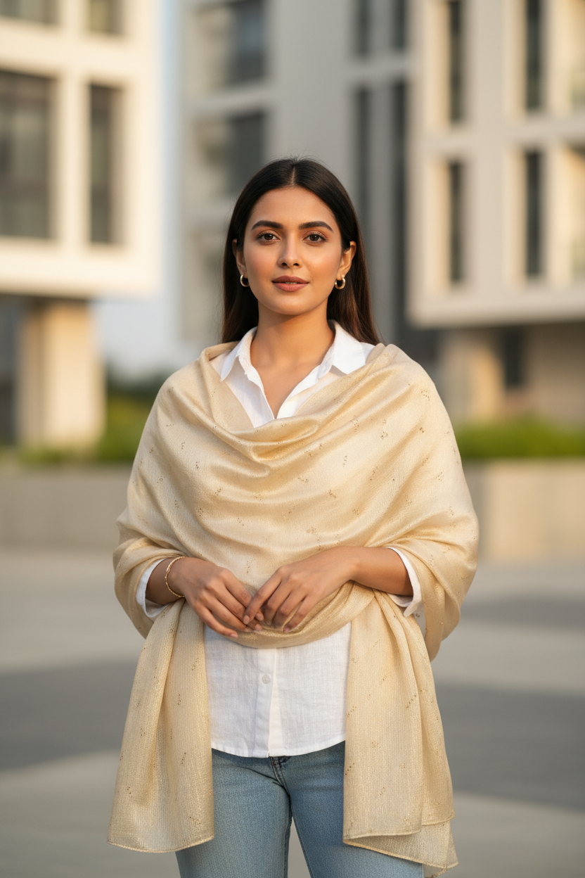 Champagne Glow — Chiffon Scarf