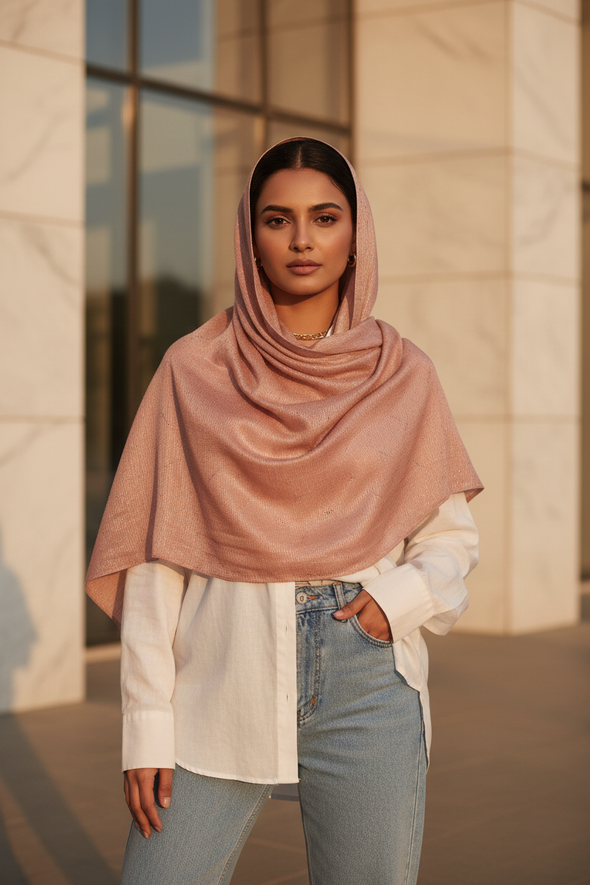 Rosewood Shimmer — Chiffon Scarf