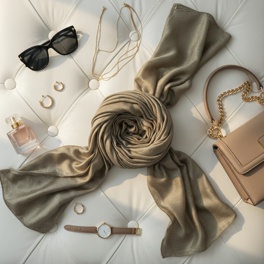 Taupe Shimmer — Chiffon Scarf