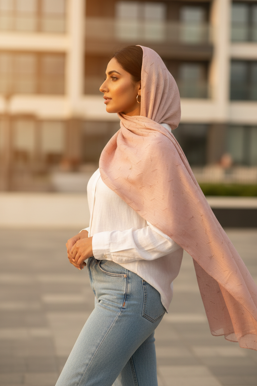 Nude Shimmer — Chiffon Scarf
