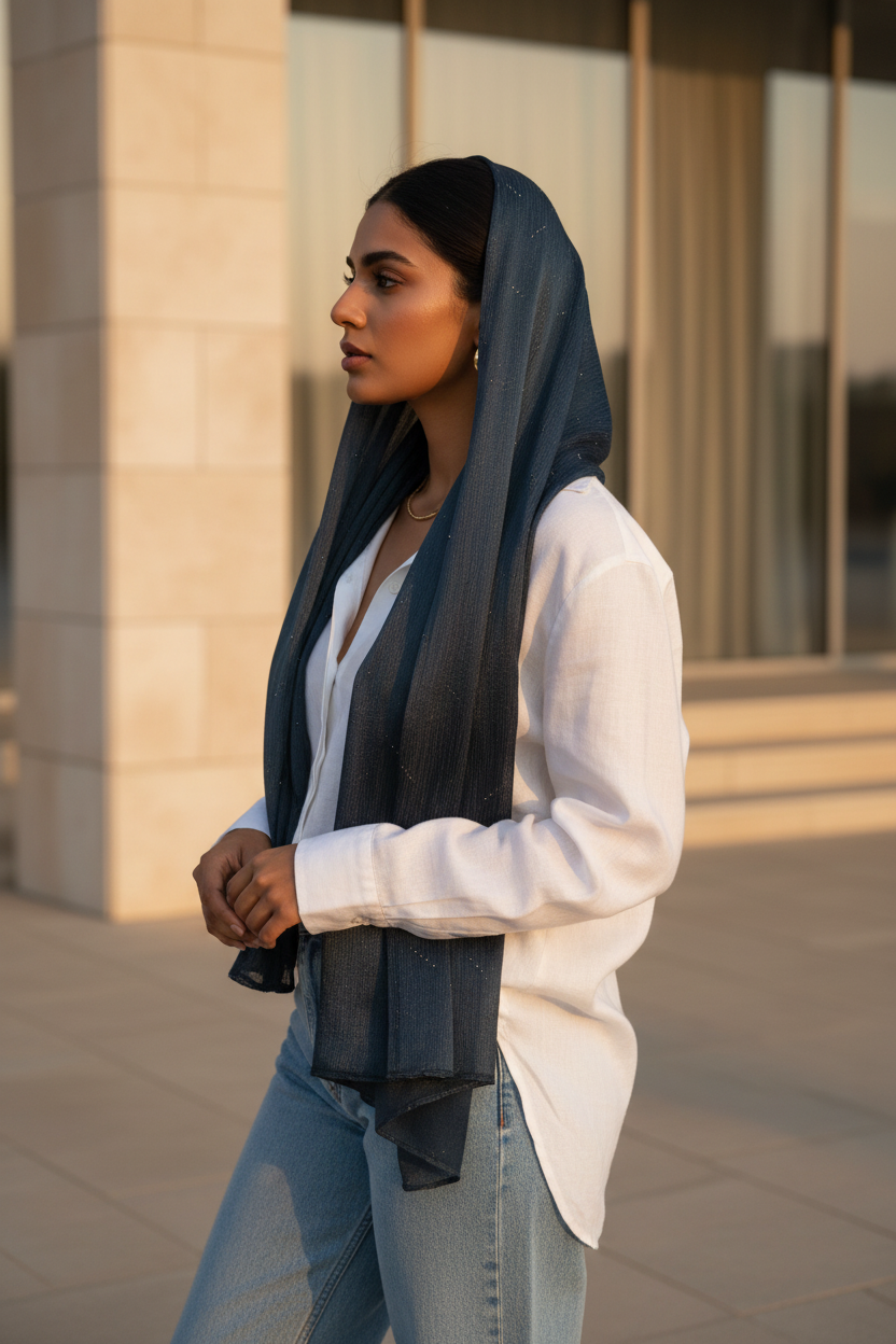 Teal Shimmer — Chiffon Scarf