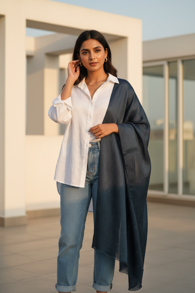 Teal Shimmer — Chiffon Scarf