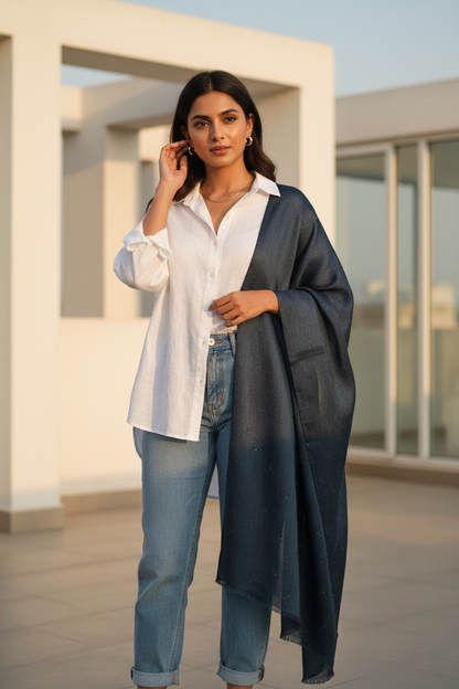 Teal Shimmer — Chiffon Scarf